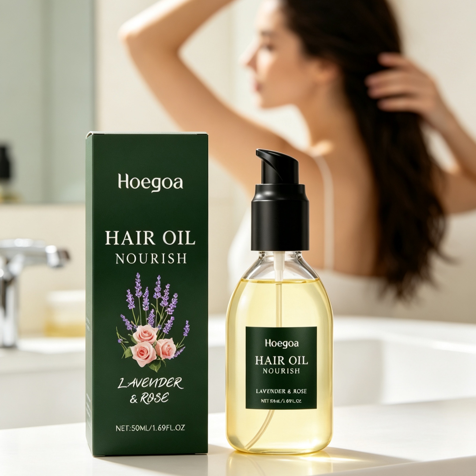 Hair Care Natural Ingredients - ﻿ Hoegoa Lavendel-Rosen-Haarpflegeöl Tiefenwirksam Nährendes Haarkutikula-Schutz