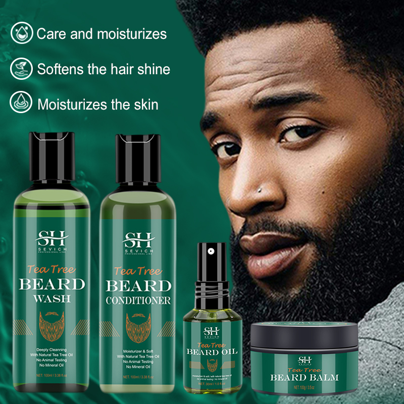 Hair Care Organic - Teebaum-Bartöl-Set für Männer, natürliche reine Pflanzenextrakte,