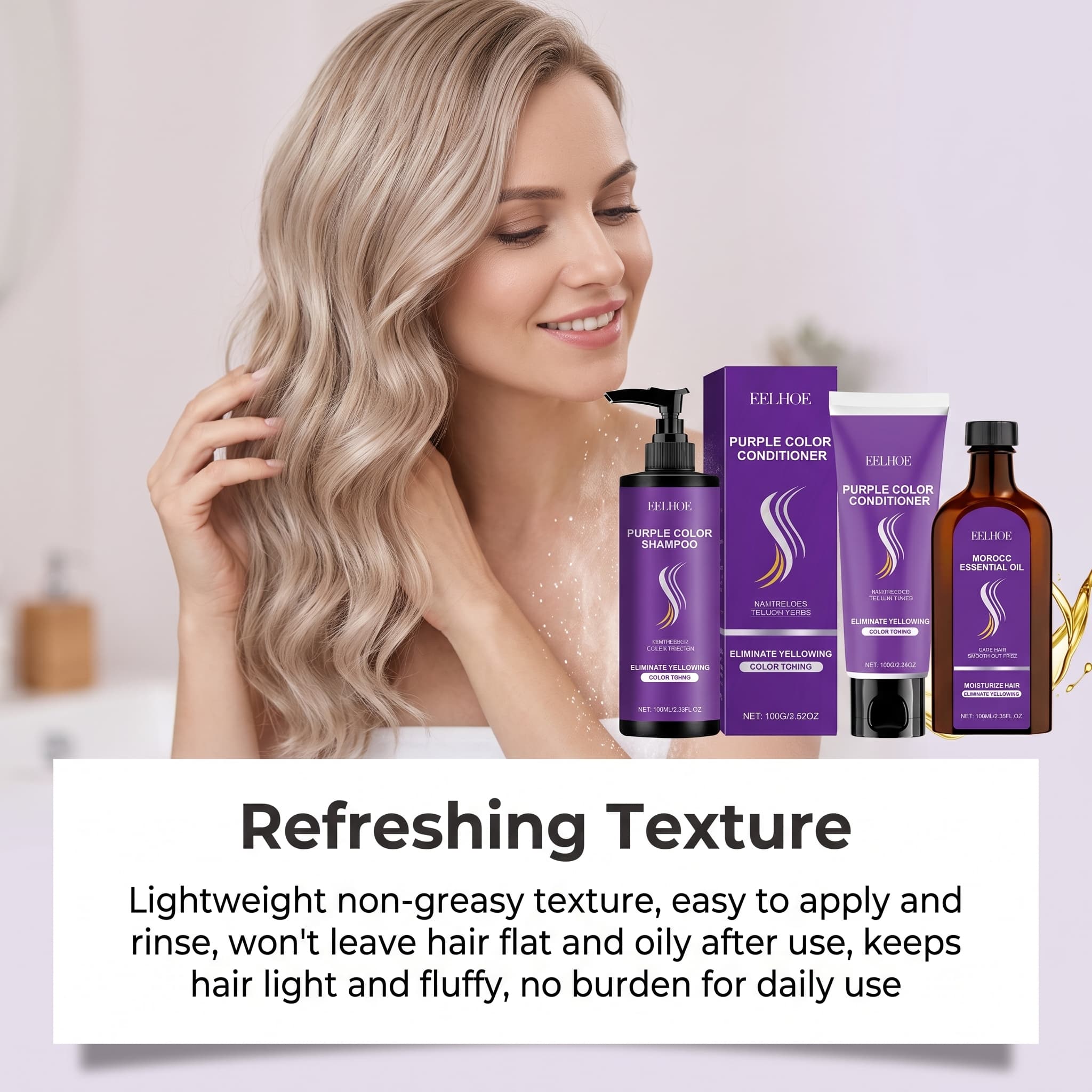 Lila Shampoo-Set mit Condition – Hair Care Products Bewertung und Preis